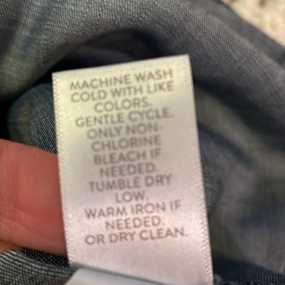 J. Jill Sleeveless denim tunic with embroidery at neck and lower hem. - Picture 6 of 6